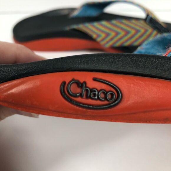 Chacos Flip Vibe EcoThread Flip Flops Thong Sandals Rainbow Chevron Size 7 - Picture 5 of 10